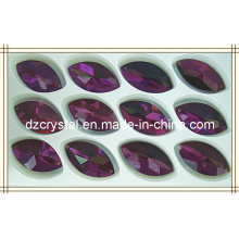 Navette Amethyst Glas flachen Rücken Strass